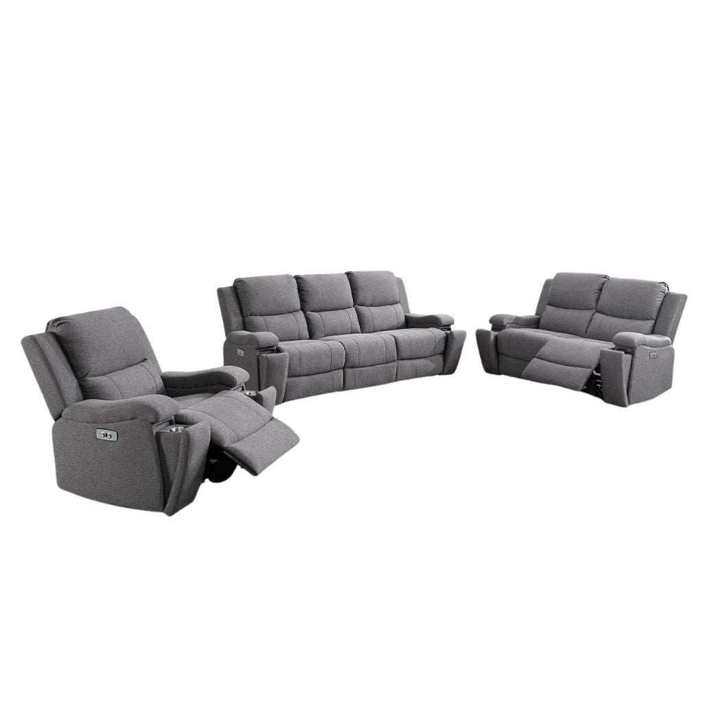 Modern 3-Piece Power Recliner Sofa Set with USB & Cup Holders