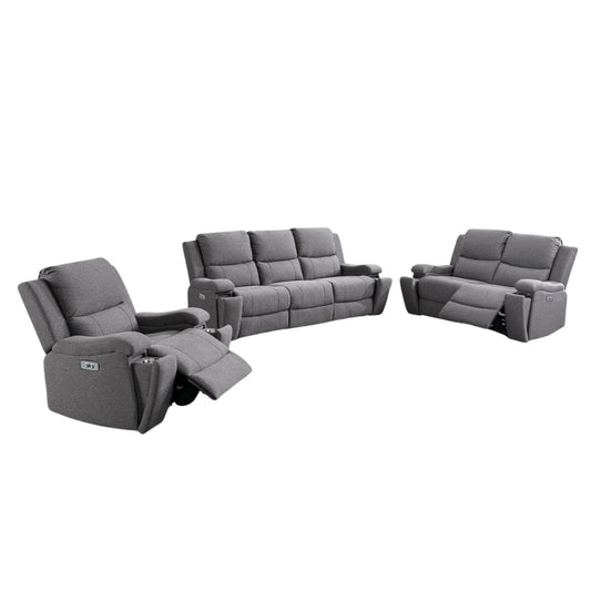 Modern 3-Piece Power Recliner Sofa Set with USB & Cup Holders