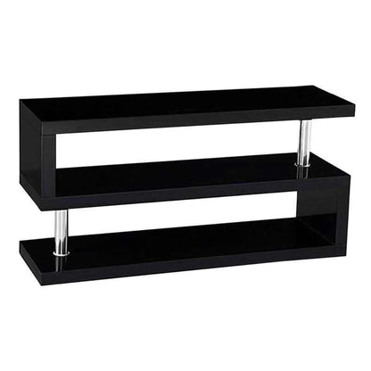 48” Wide Modern 3-Tier Sleek Black TV Stand with Chrome legs