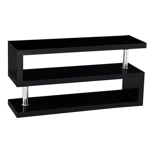 48” Wide Modern 3-Tier Sleek Black TV Stand with Chrome legs