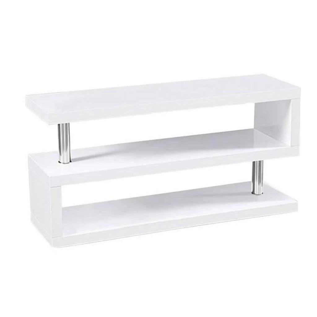 48” Wide Modern 3-Tier Sleek Black TV Stand with Chrome legs