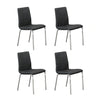 Four black dining chairs with chrome legs 