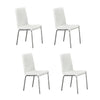 Four white dining chairs with chrome legs 