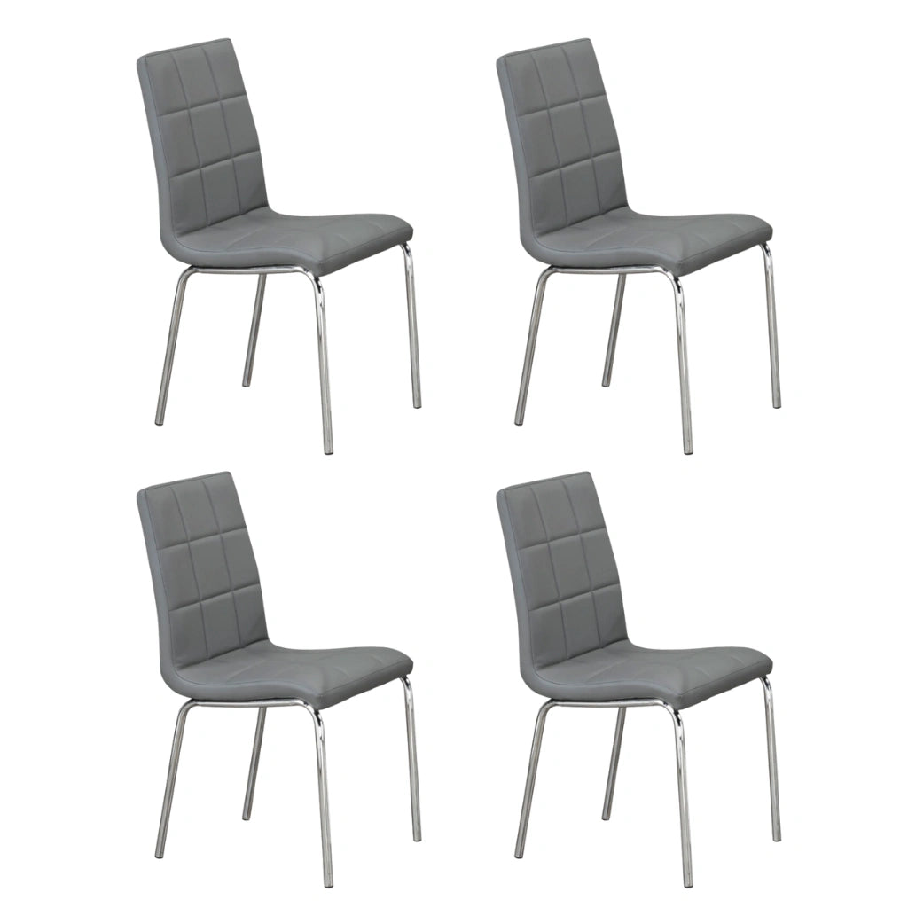 gray dining chair set with chrome legs 