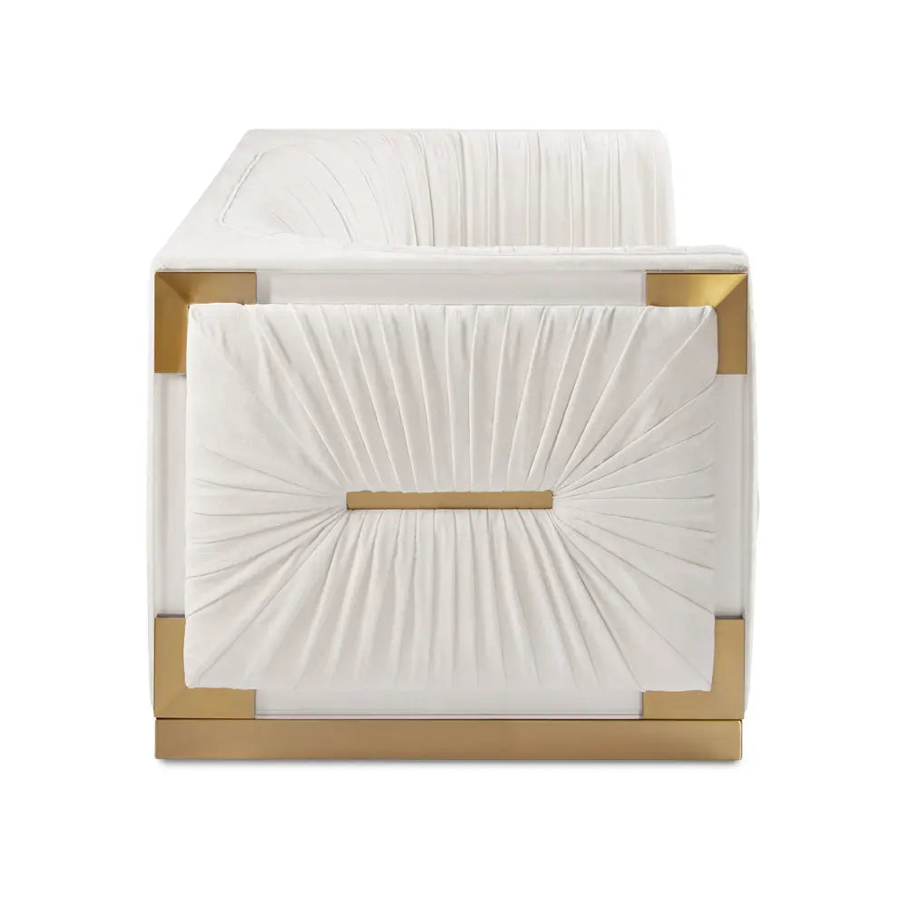 Vanilla Fabric Loveseat with Gold Frame – Paloma Contessa Sofa