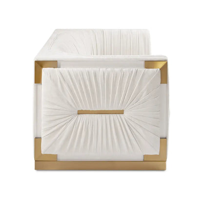 Vanilla Fabric Loveseat with Gold Frame – Paloma Contessa Sofa