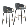 Velvet Swivel Counter Stools With Gold Accents – Set of 2
