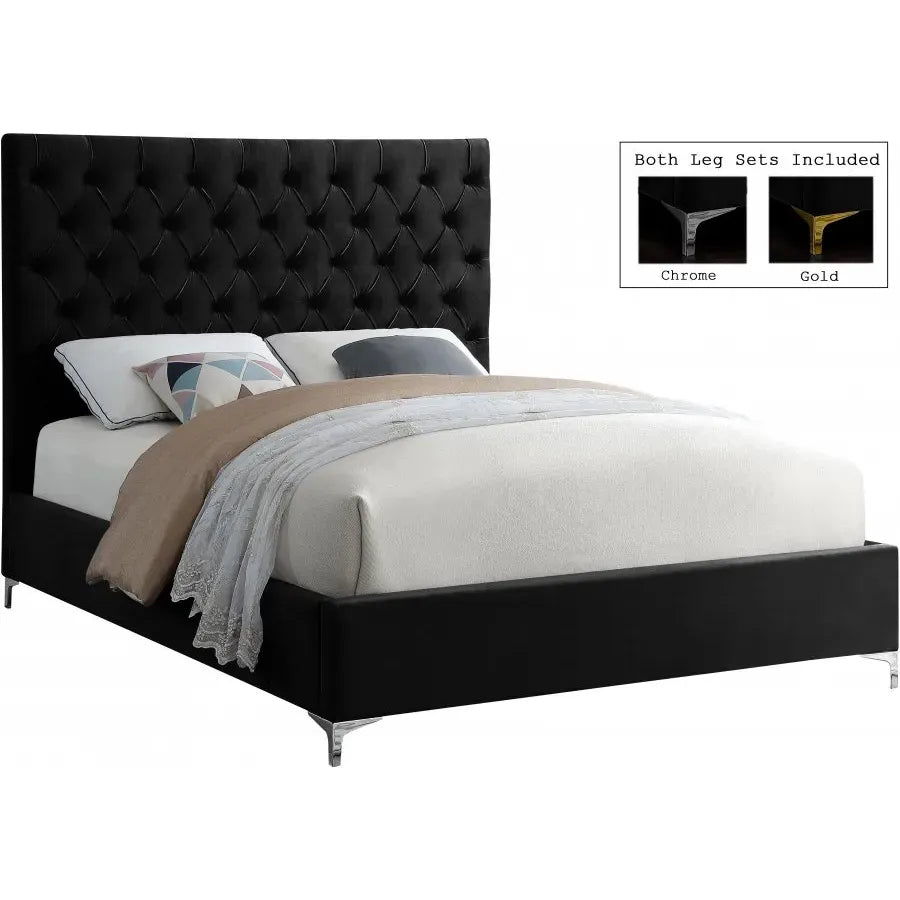 Velvet King Bed Leg Color Options