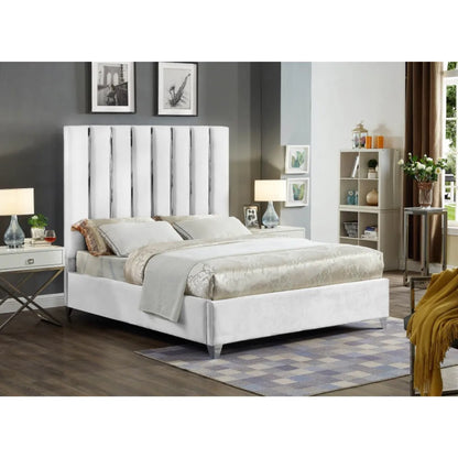 Queen Bed with Velvet Upholstery