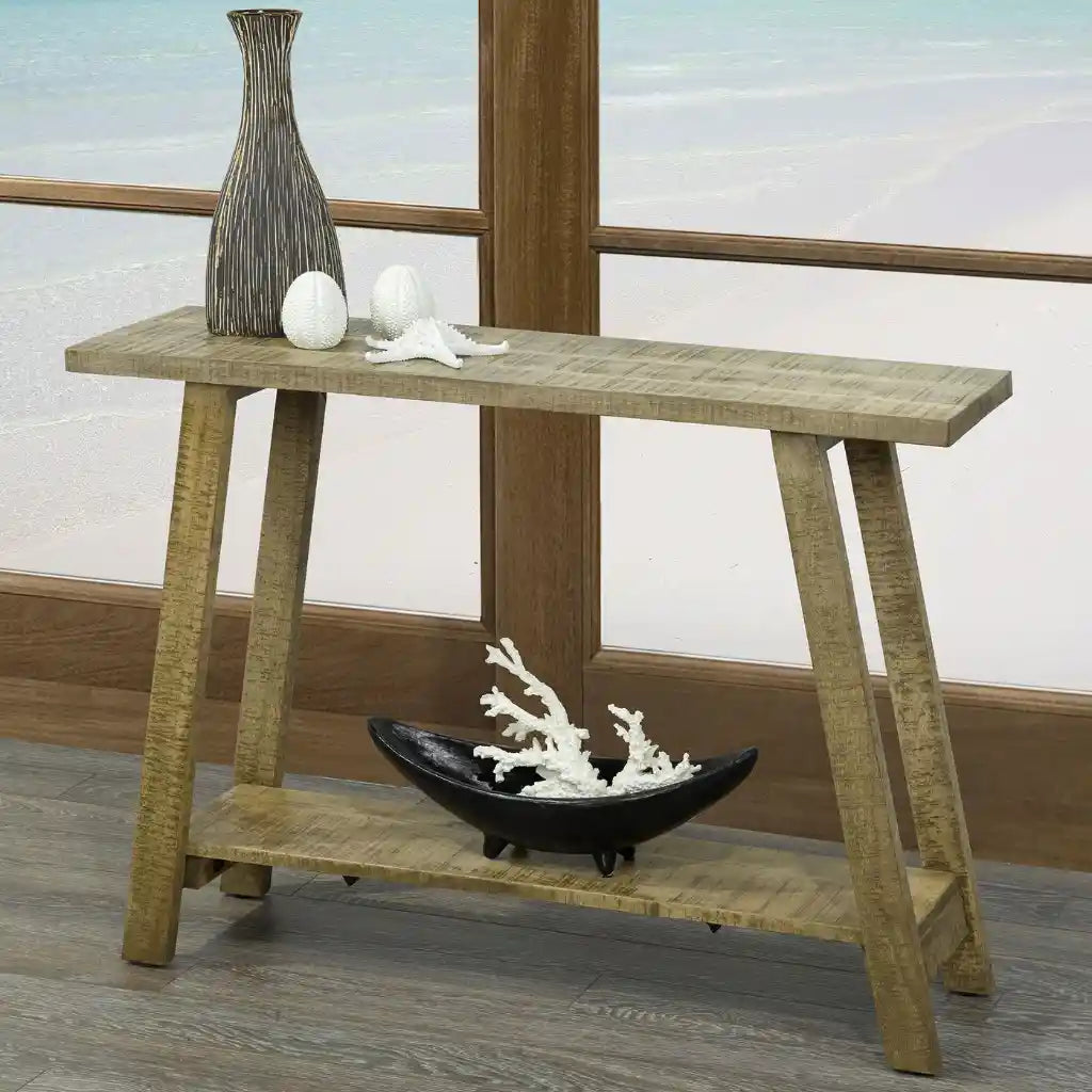 Volsa Solid Wood Console Table – 2-Tier Narrow Table for Entryways