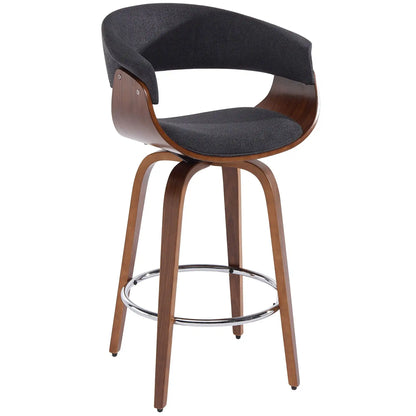 Holt Swivel Counter Stool with Curved Wood Frame & Fabric Seat