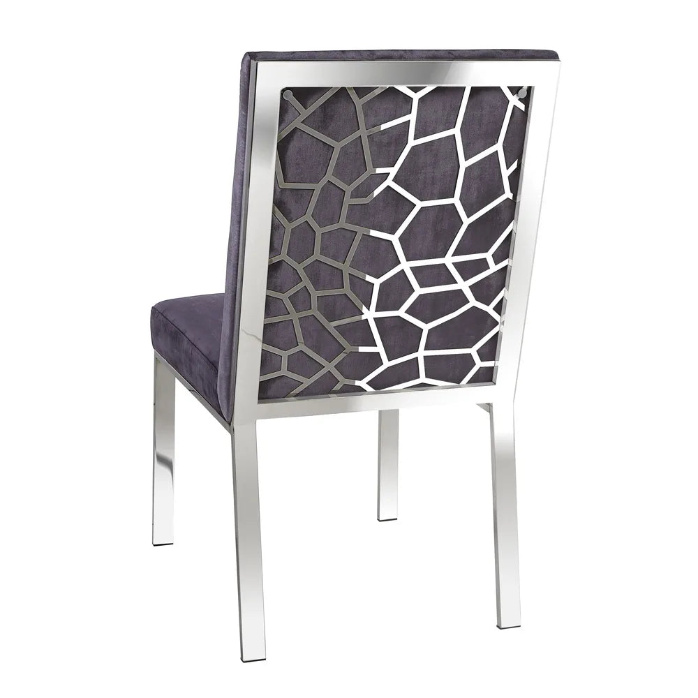 Wellington Charcoal Velvet Dining Chair with Steel Frame
