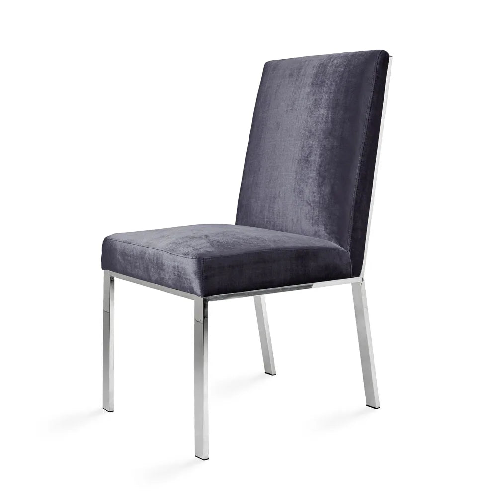 Wellington Charcoal Velvet Dining Chair with Steel Frame