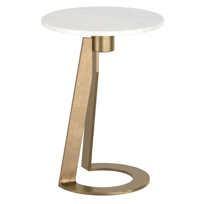 Devas Marble Accent Table with Hammered Brass Base