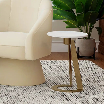 Devas Marble Accent Table with Hammered Brass Base