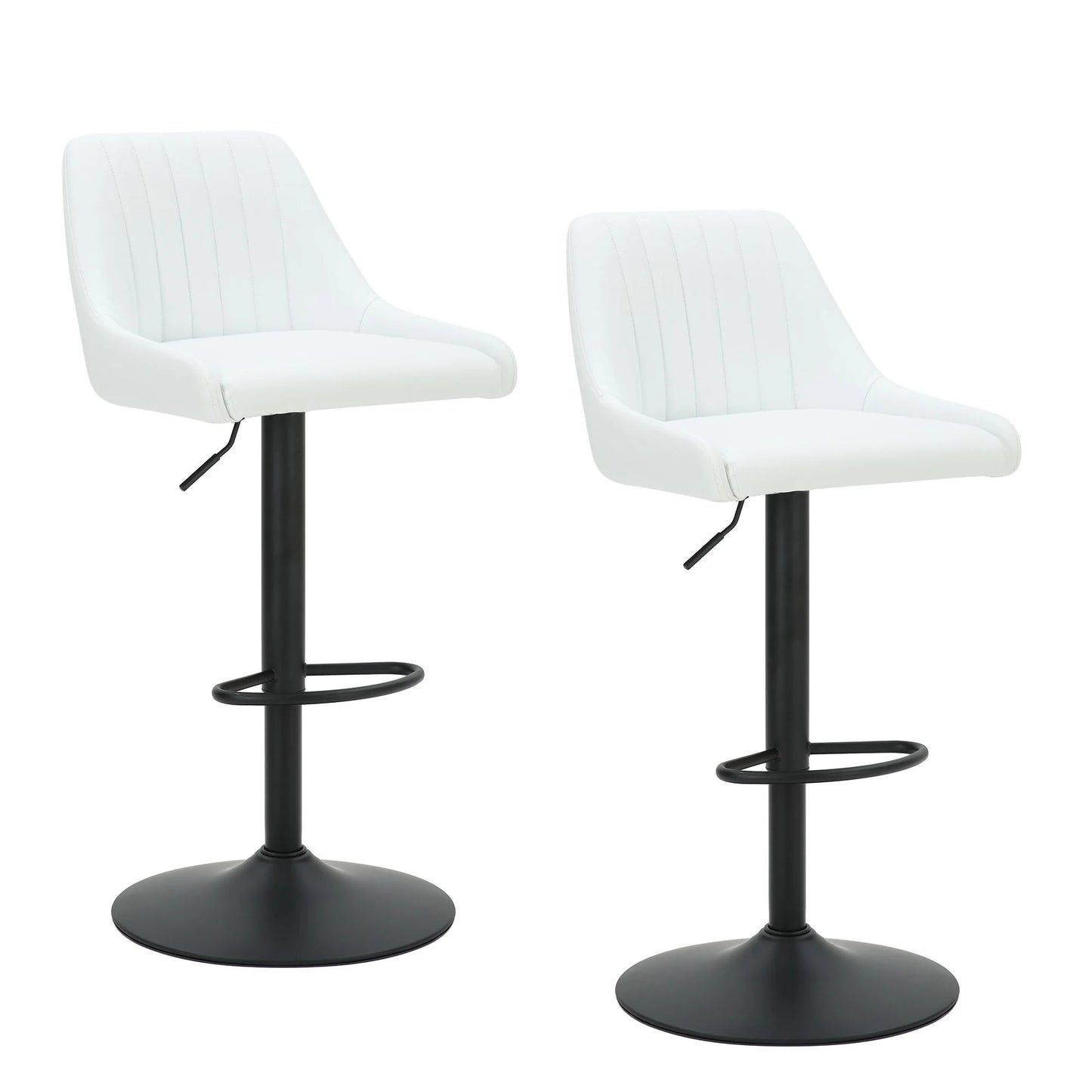 Kron Adjustable Swivel Fabric Bar Stools Set of 2 – Air-Lift Height
