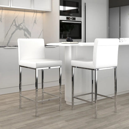 Porto Modern Counter Stools with Faux Leather and Chrome Base - 2PC