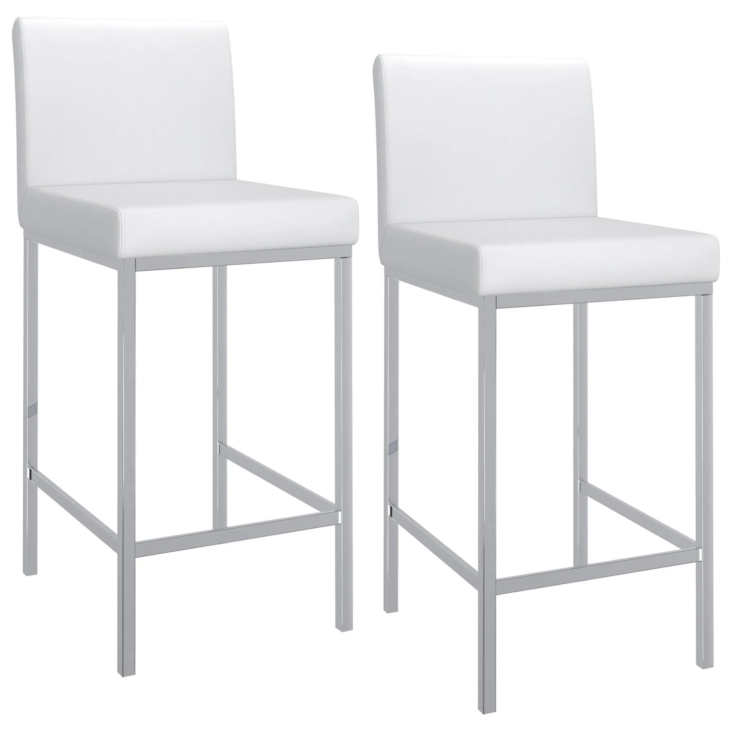 Porto Modern Counter Stools with Faux Leather and Chrome Base - 2PC