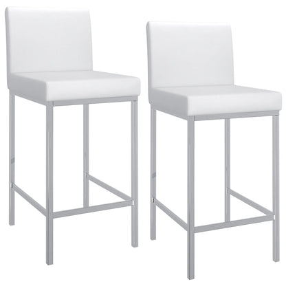 Porto Modern Counter Stools with Faux Leather and Chrome Base - 2PC