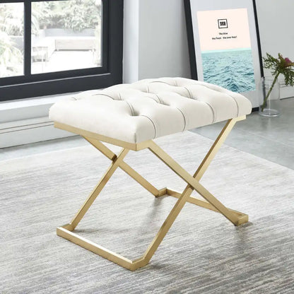 Rada Velvet Vanity Bench with Gold Legs