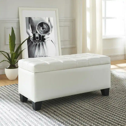 Winston Black Storage Ottoman Bench – Faux Leather & Deep Storage