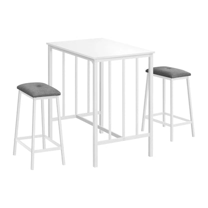 White Counter Height Dining Room Set For 2 - One Table 2 Stools