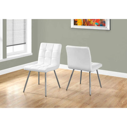 White Faux Leather Dining Chairs – 32"H with Chrome metal Legs - 2pcs