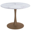 Zilo 40 White Round Dining Table with Faux Marble Top