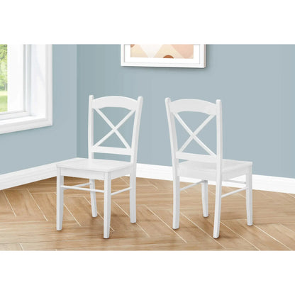 White Wooden Dining Chairs with Cross Back Design– 2pcs