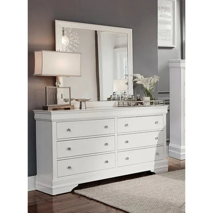 White 6-drawer dresser with mirror 