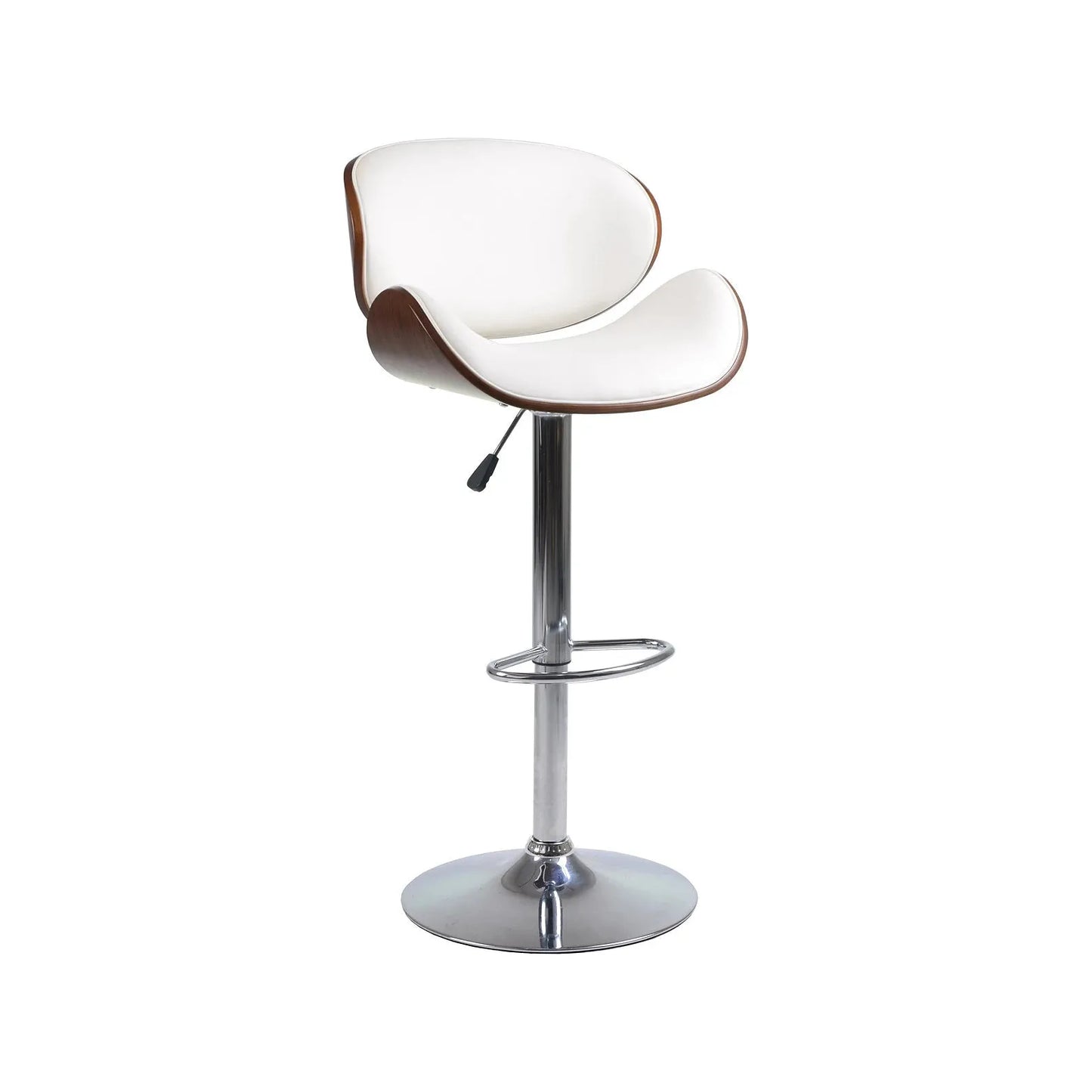 White bar stool with a chrome base 