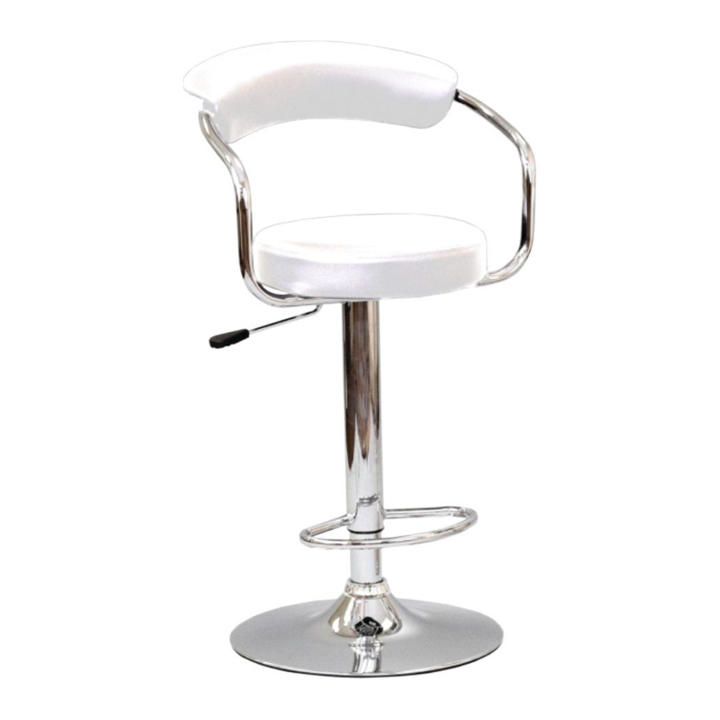 White bar stool with chrome base 