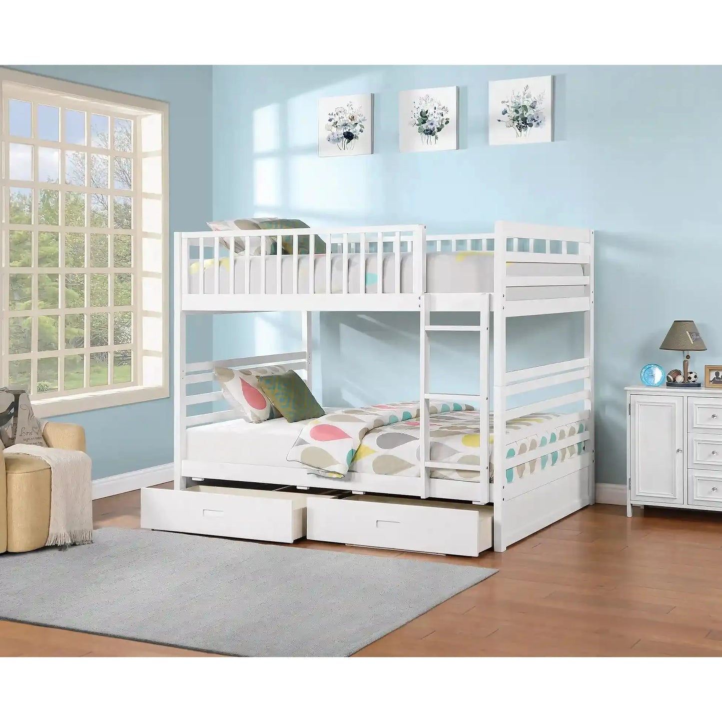 White bunk bed 