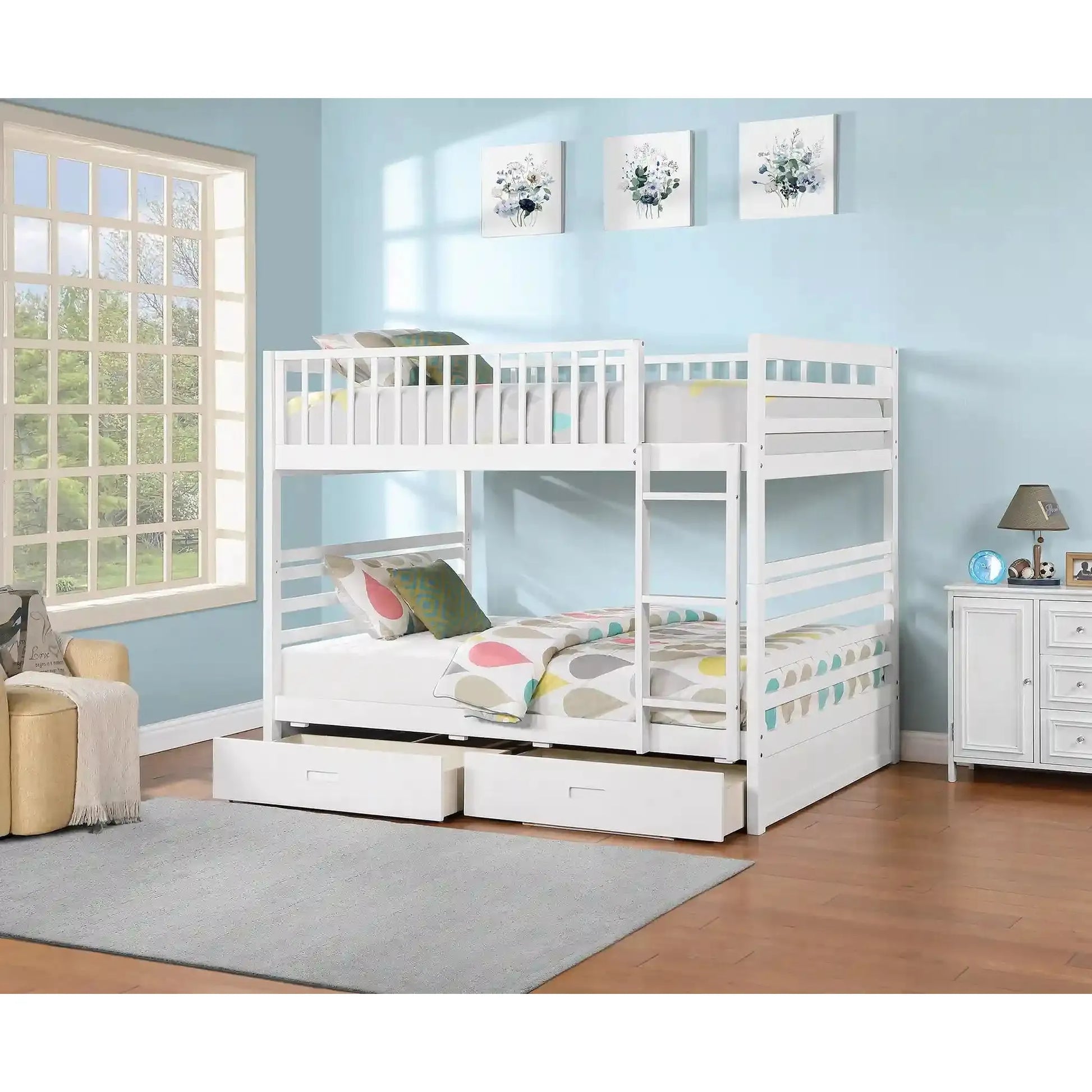 White bunk bed 