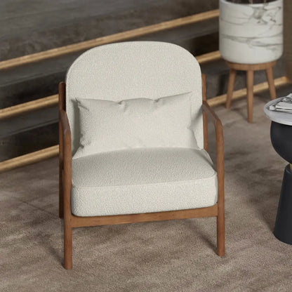 Fani Mid-Century Accent Chair with Faux Leather & Walnut Frame