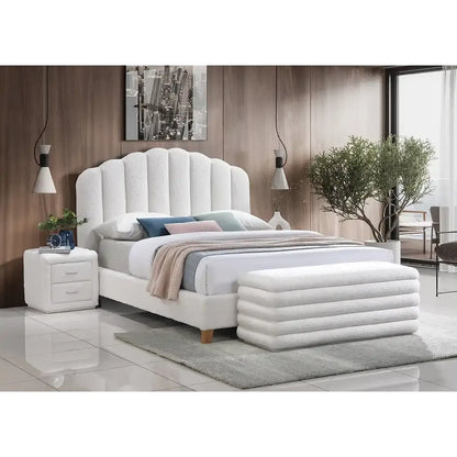 White Color Queen Bed with Storage