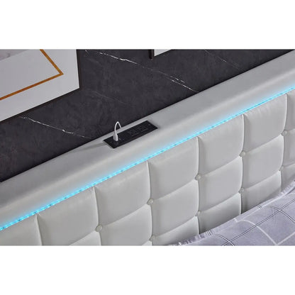 White Double bed with USB Port