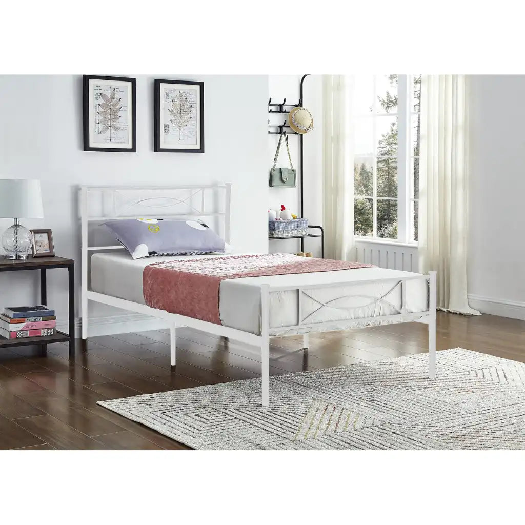 White Metal Single Bed