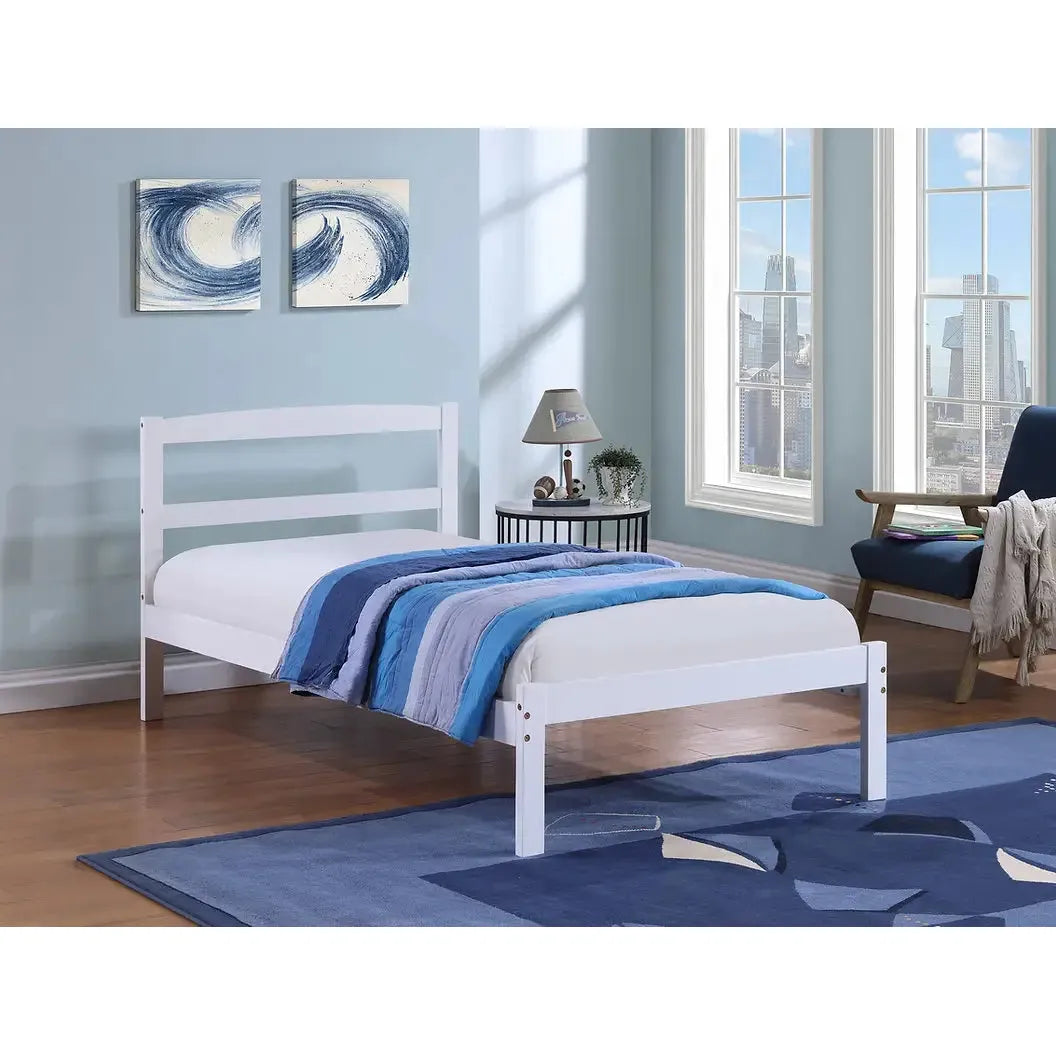 White Mission Style Single Bed with Storage