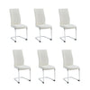 Set of six white dining chair with chrome legs 