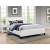 White Upholstered Queen Platform Bed with Contrast Stitching