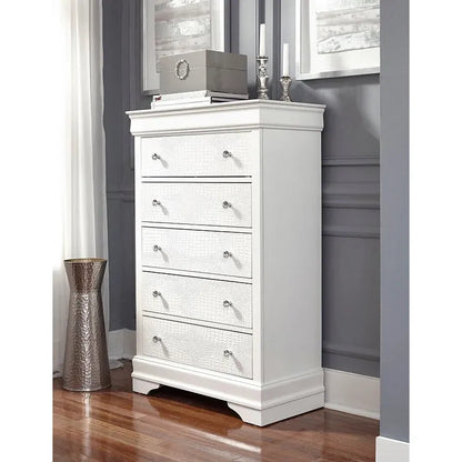 White chest with 5 storage drawers