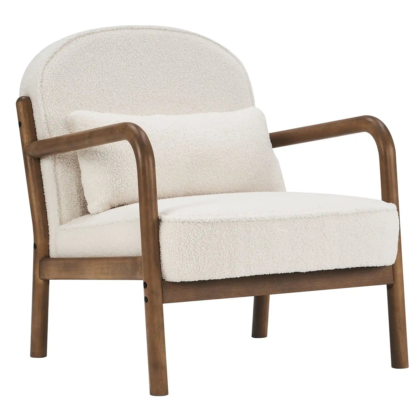 Fani Mid-Century Accent Chair with Faux Leather & Walnut Frame