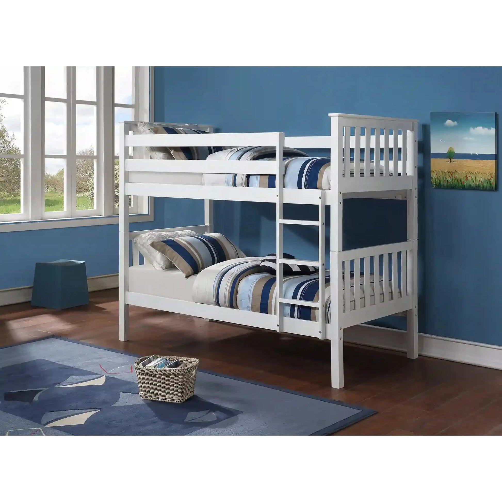 Mission Style Single Bunk Bed in white