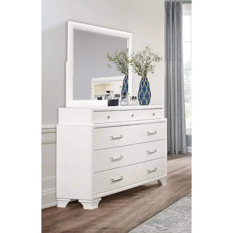  9-Drawer White dresser with mirror