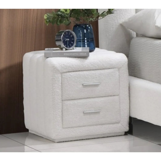 White textured nightstand with two drawers