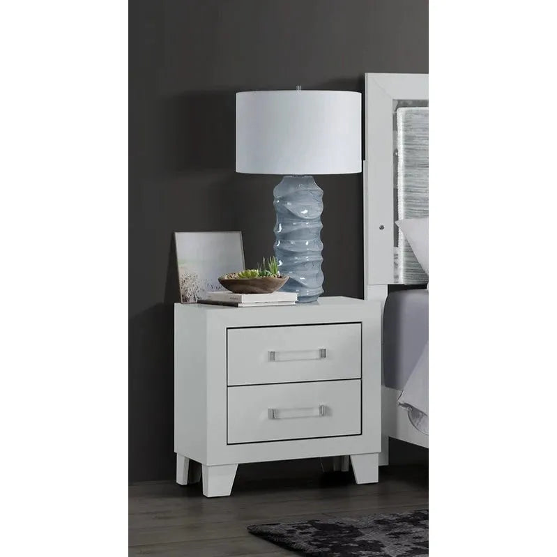 White nightstand with storage drawers