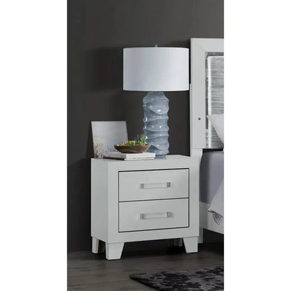 White nightstand with storage drawers