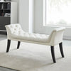 White tufted bench with black legs for living room