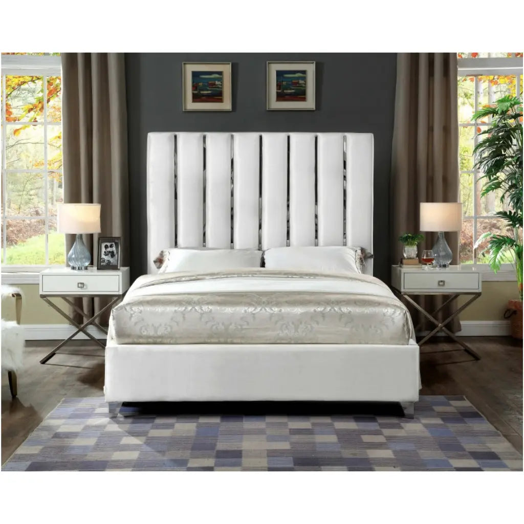 King Bed with Velvet Upholstery
